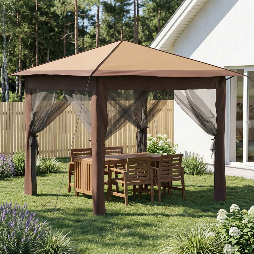 Gazebo med 4 Sider 2,6 x 2,6 m Beige og Brun