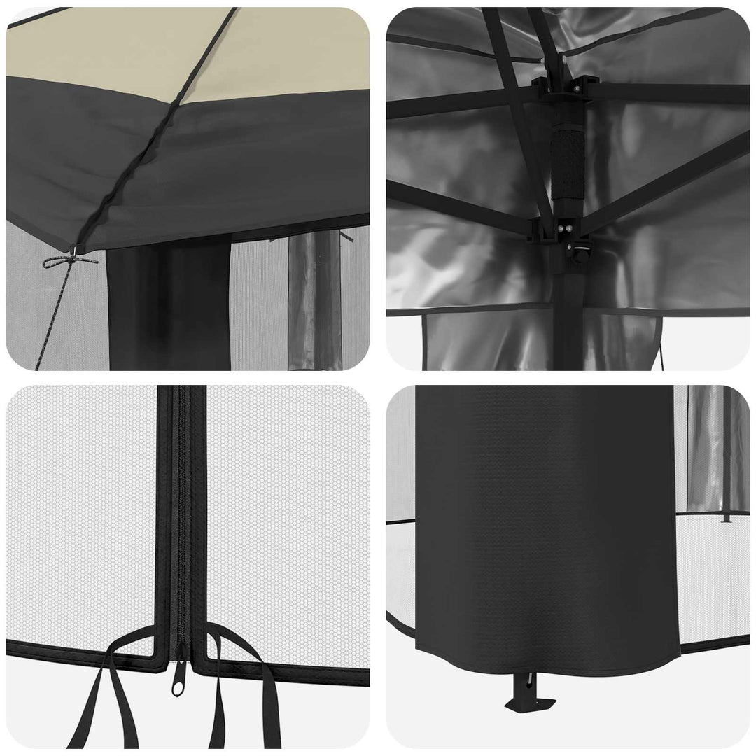 Gazebo med 4 Sider 2,6 x 2,6 m Creme og antracit
