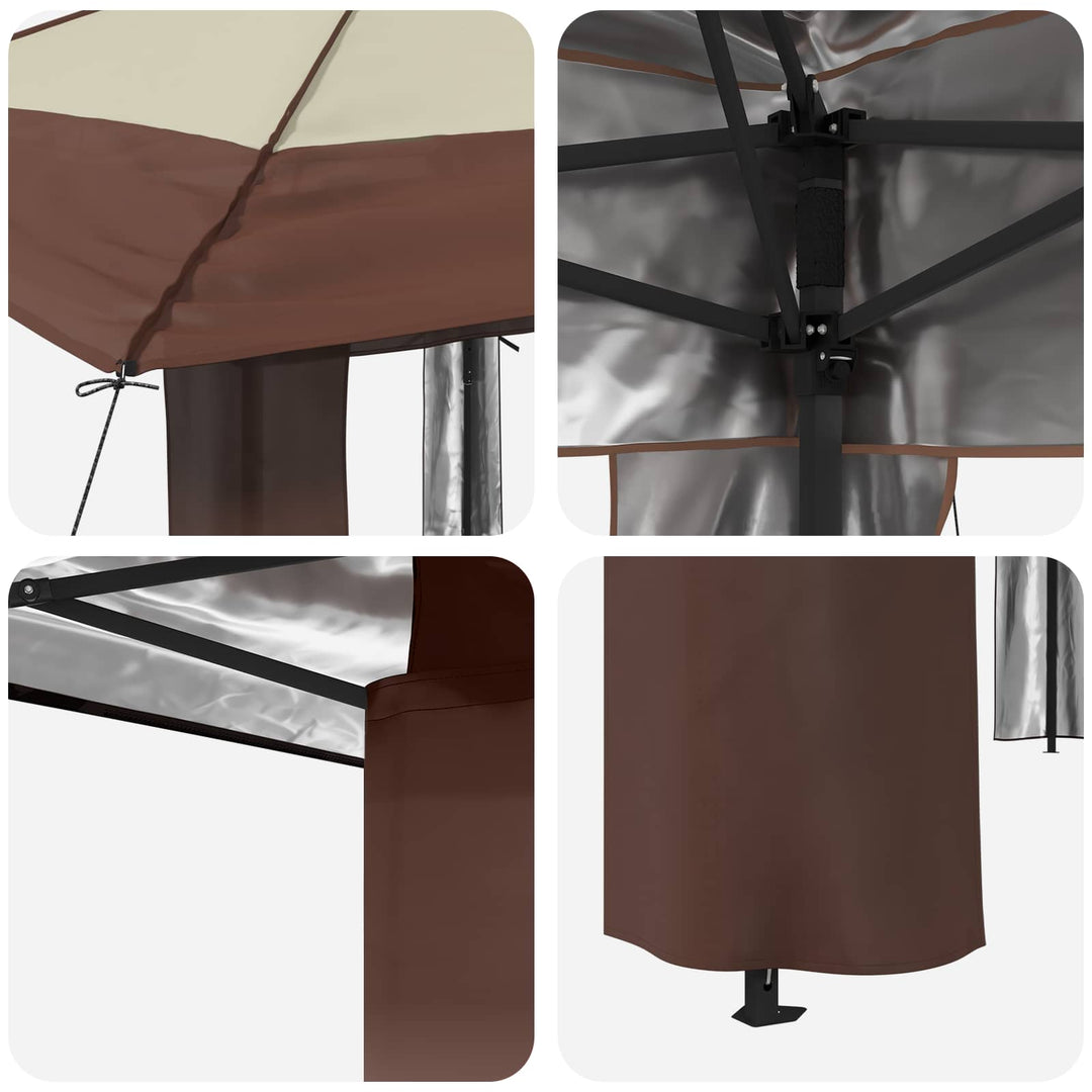 Gazebo uden Sider 3,3 x 3,3 m Creme og Brun