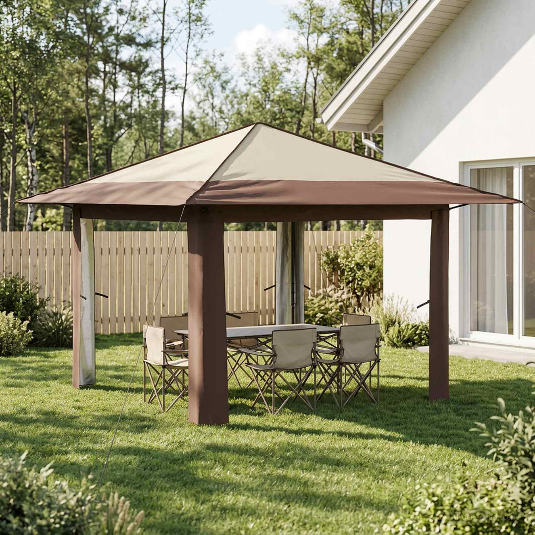 Gazebo uden Sider 3,3 x 3,3 m Creme og Brun