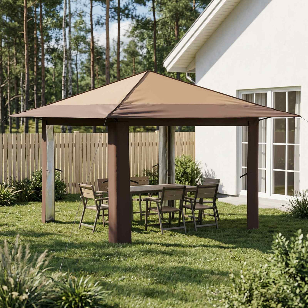 Gazebo uden Sider 3,3 x 3,3 m Beige og Brun