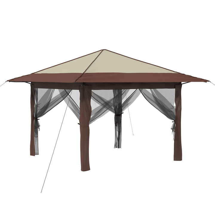 Gazebo med 4 Sider 3,3 x 3,3 m Creme og Brun