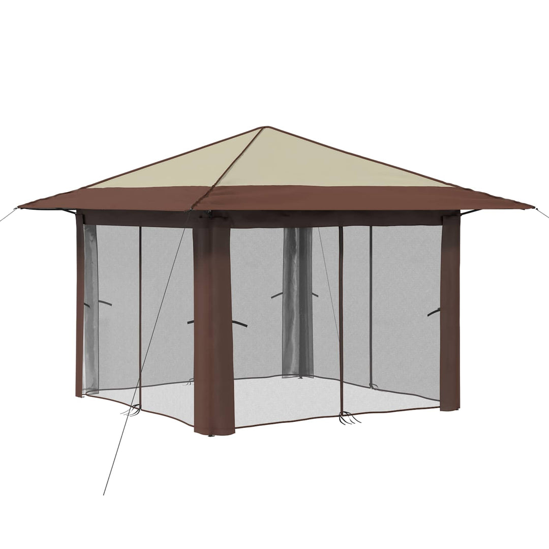 Gazebo med 4 Sider 3,3 x 3,3 m Creme og Brun