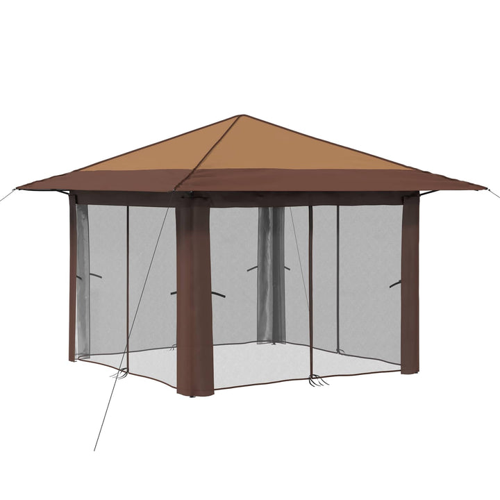 Gazebo med 4 Sider 3,3 x 3,3 m Beige og Brun