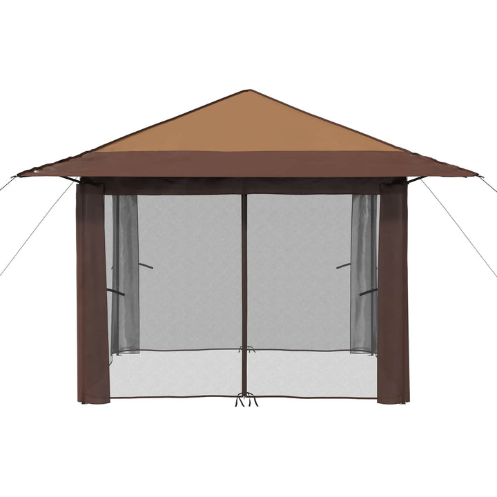 Gazebo med 4 Sider 3,3 x 3,3 m Beige og Brun