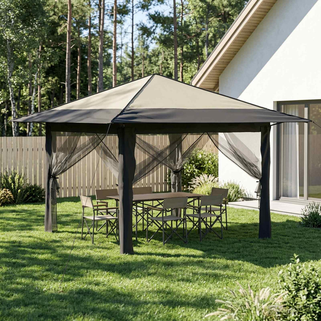 Gazebo med 4 Sider 3,3 x 3,3 m Creme og antracit