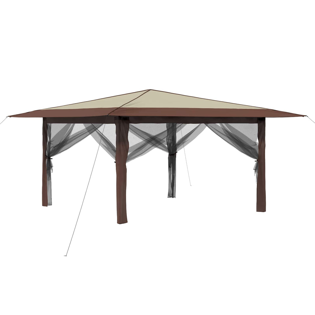 Gazebo med 4 Sider 4 x 4 m Creme og Brun
