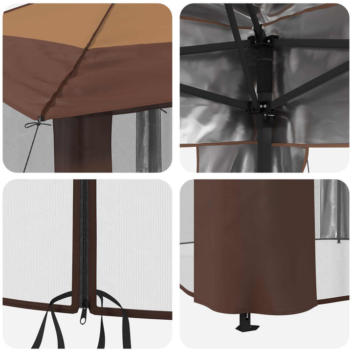 Gazebo med 4 Sider 4 x 4 m Beige og Brun
