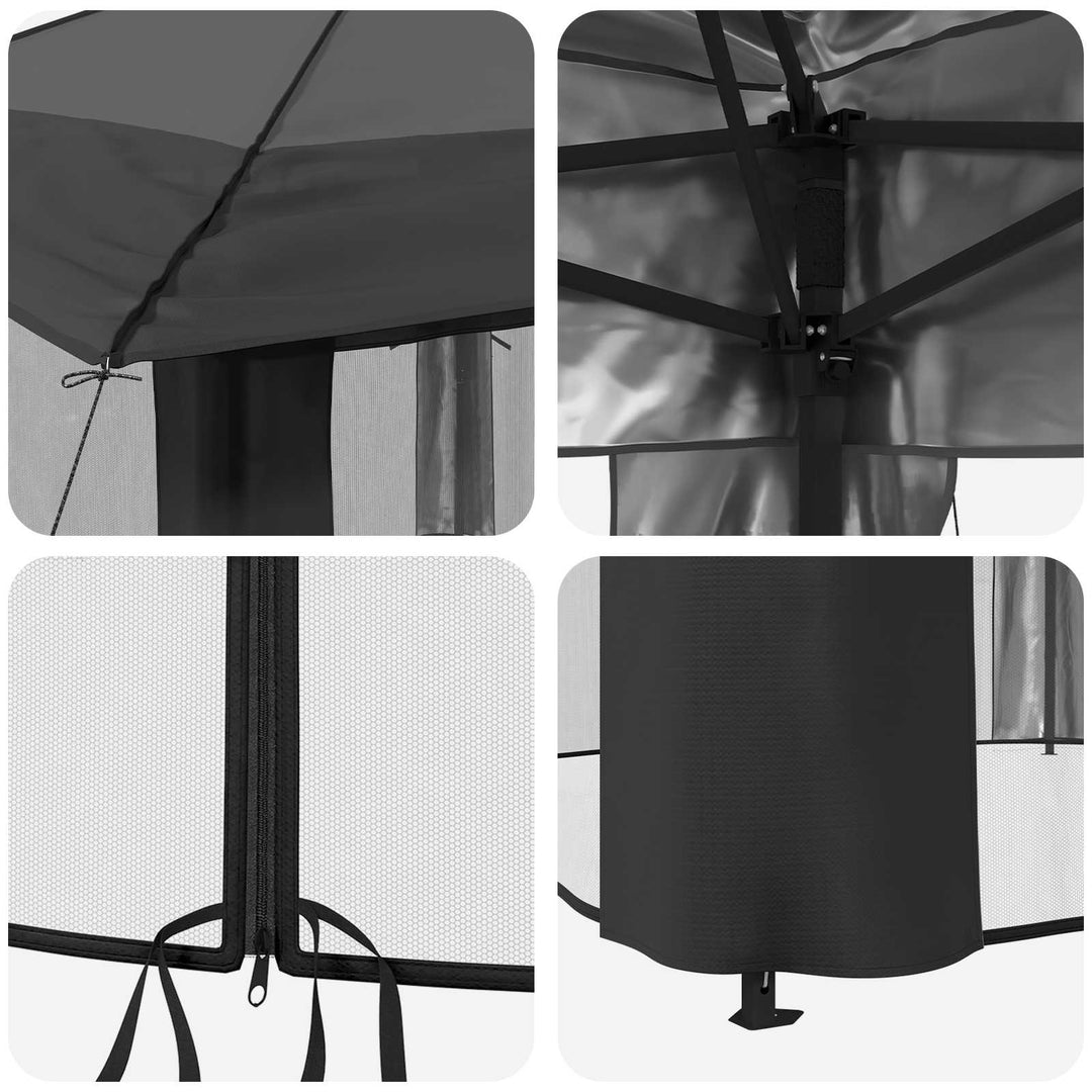 Gazebo med 4 Sider 4 x 4 m Lysegrå og antracit