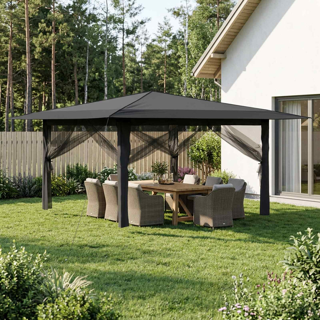 Gazebo med 4 Sider 4 x 4 m Lysegrå og antracit