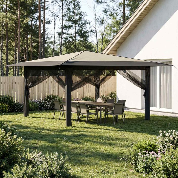 Gazebo med 4 Sider 4 x 4 m Creme og antracit