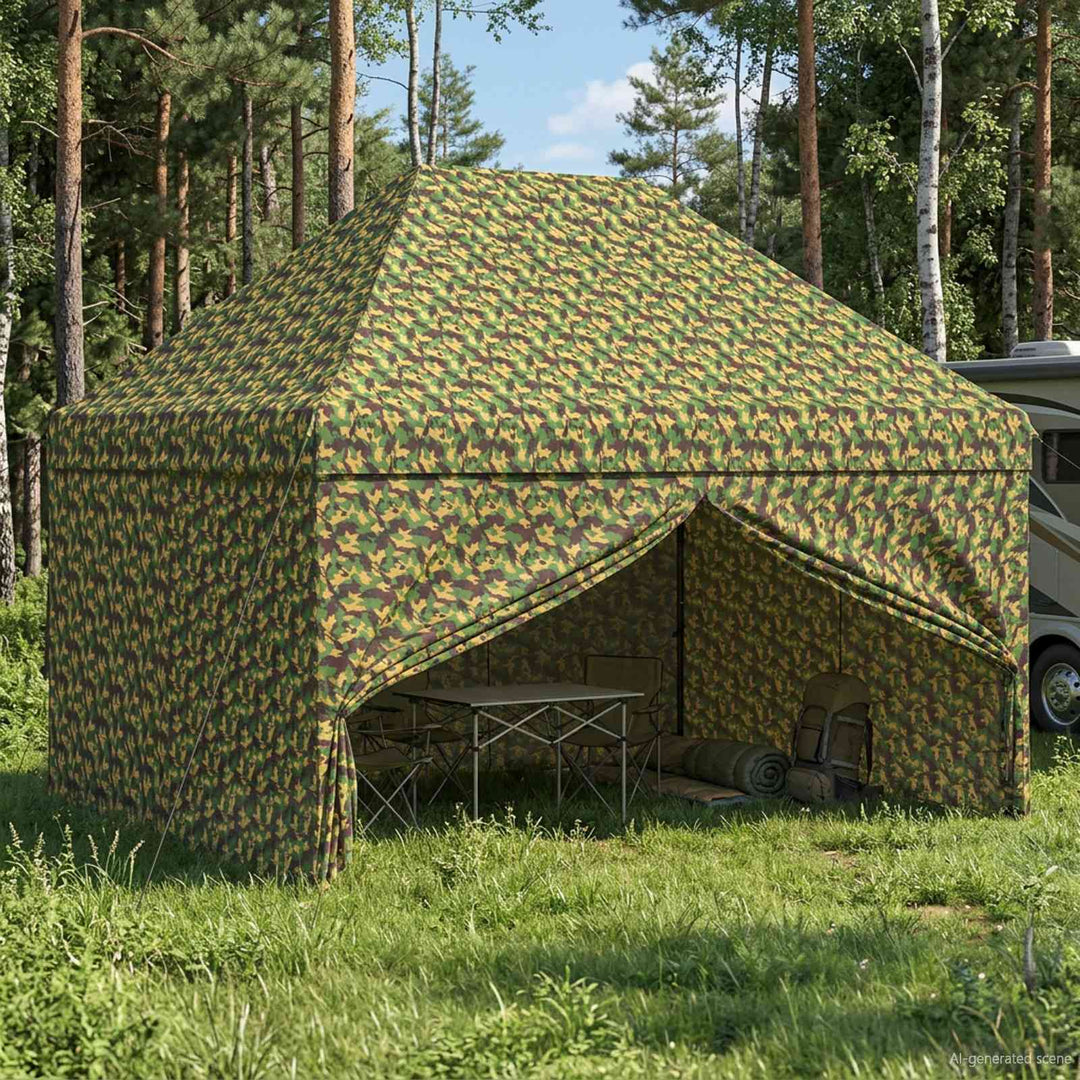 Baldakintelt med 4 Sidevægge 3 x 4 m Hærkamuflage