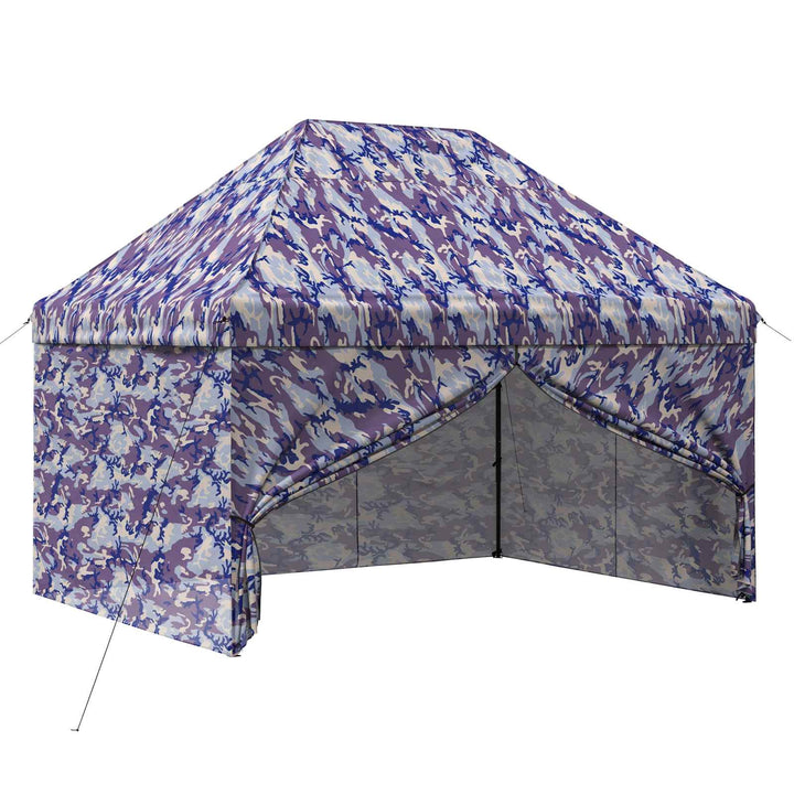 Pop-up Skur med 4 Sidevægge 2,95 x 4,1 m Blå Kamuflage