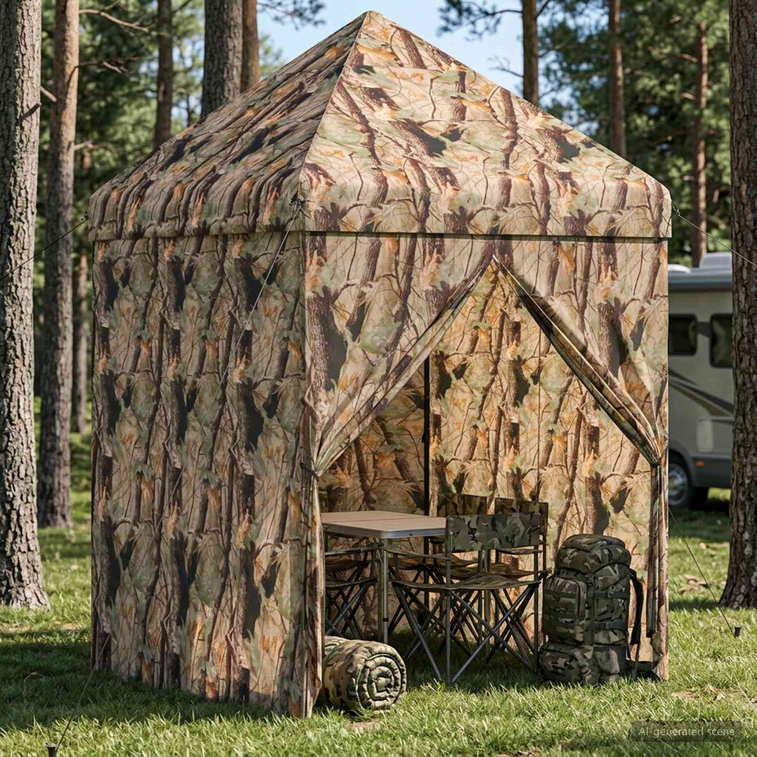 Pop-up Skur med 4 Sidevægge 3 x 3 m Skov Camouflage