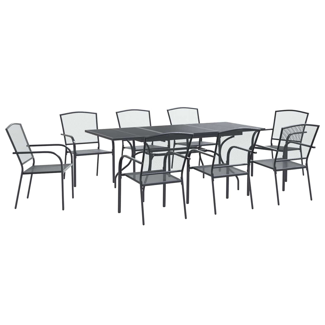 Have Spisebordssæt 9 pcs Antracit 212 x 90 x 76 cm Mesh og stål