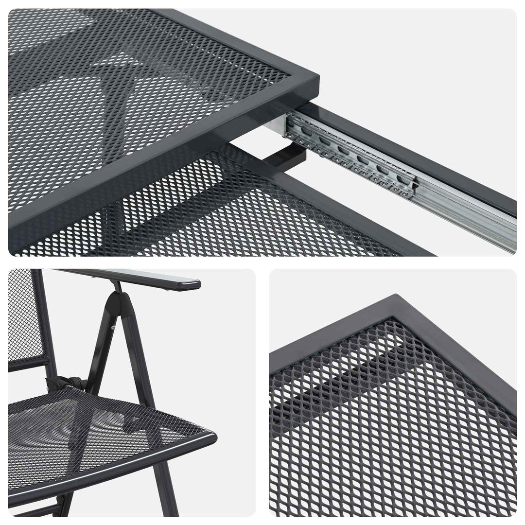 Have Spisebordssæt 9 pcs Antracit 212 x 90 x 76 cm Mesh og Stål