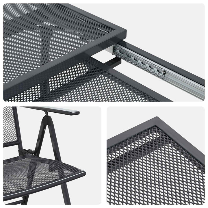Have Spisebordssæt 9 pcs Antracit 212 x 90 x 76 cm Mesh og Stål
