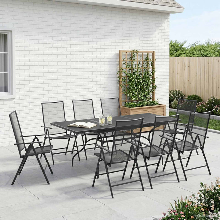 Have Spisebordssæt 9 pcs Antracit 212 x 90 x 76 cm Mesh og Stål