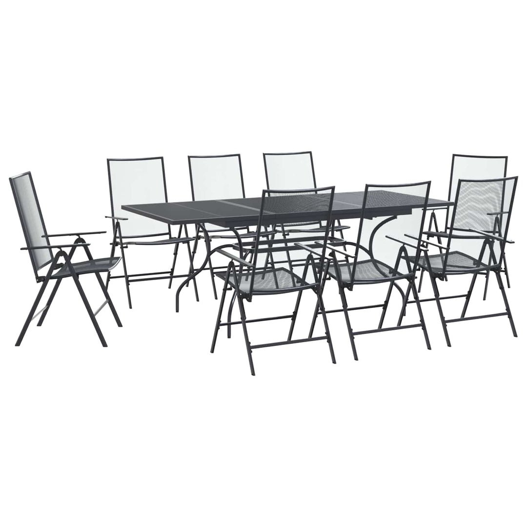Have Spisebordssæt 9 pcs Antracit 212 x 90 x 76 cm Mesh og Stål