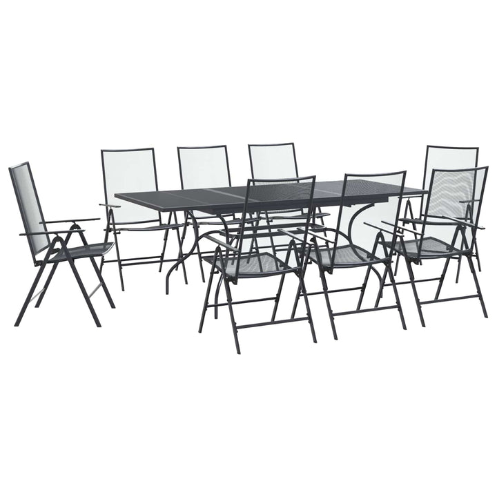 Have Spisebordssæt 9 pcs Antracit 212 x 90 x 76 cm Mesh og Stål
