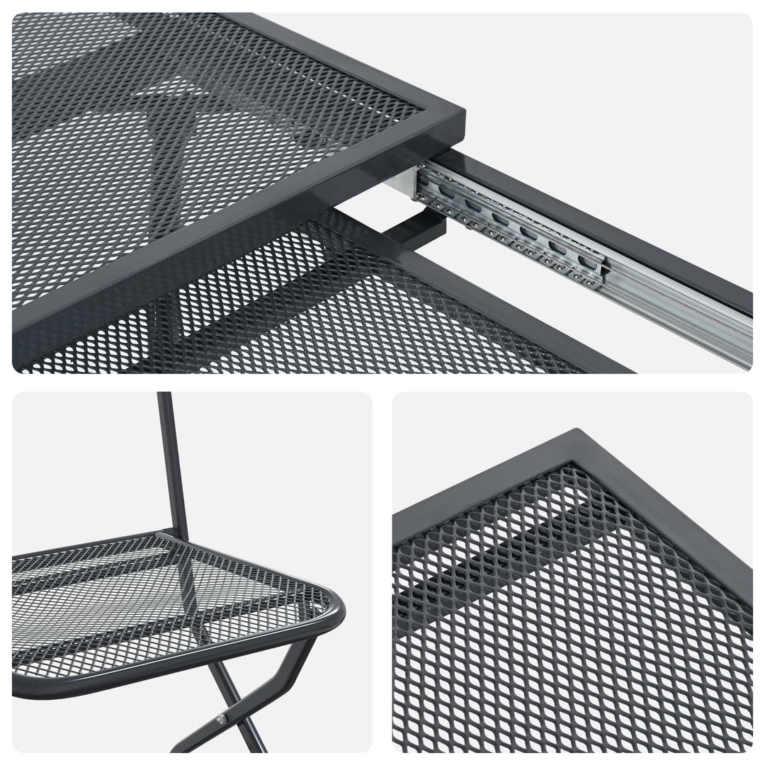 Have Spisebordssæt 7 pcs Antracit 212 x 90 x 76 cm Mesh og Stål