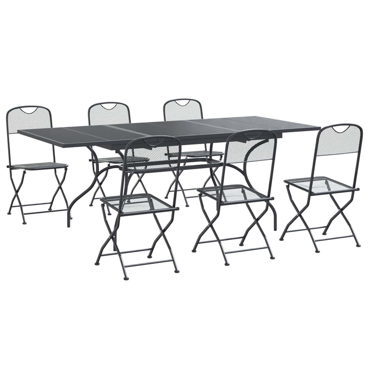 Have Spisebordssæt 7 pcs Antracit 212 x 90 x 76 cm Mesh og Stål