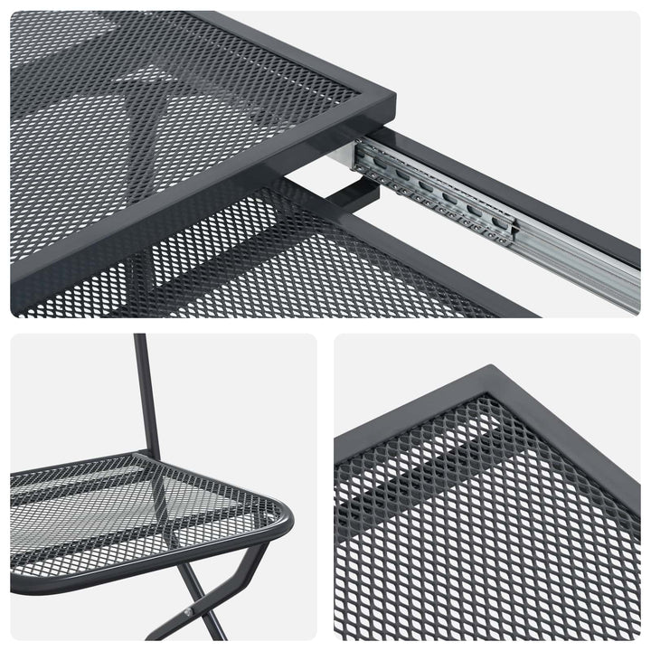 Have Spisebordssæt 9 pcs Antracit 212 x 90 x 76 cm Mesh og Stål