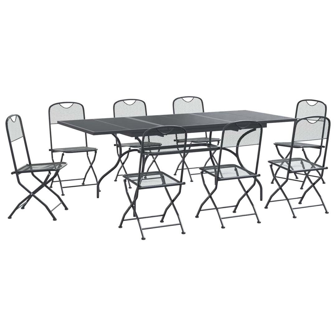 Have Spisebordssæt 9 pcs Antracit 212 x 90 x 76 cm Mesh og Stål