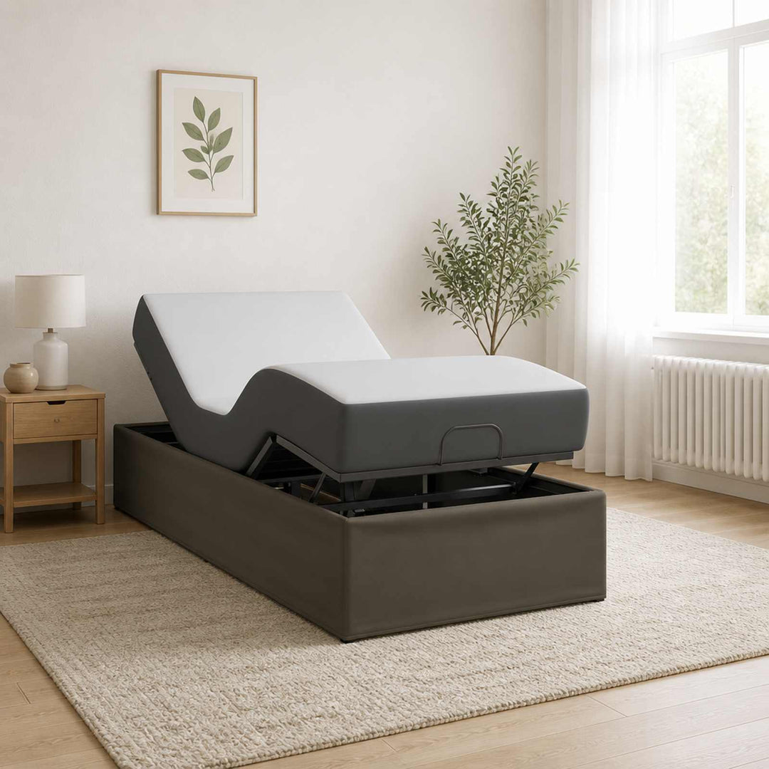 Elektrisk Justerbar Sengetramme Grå 200 x 90 x 33,5 cm Stål