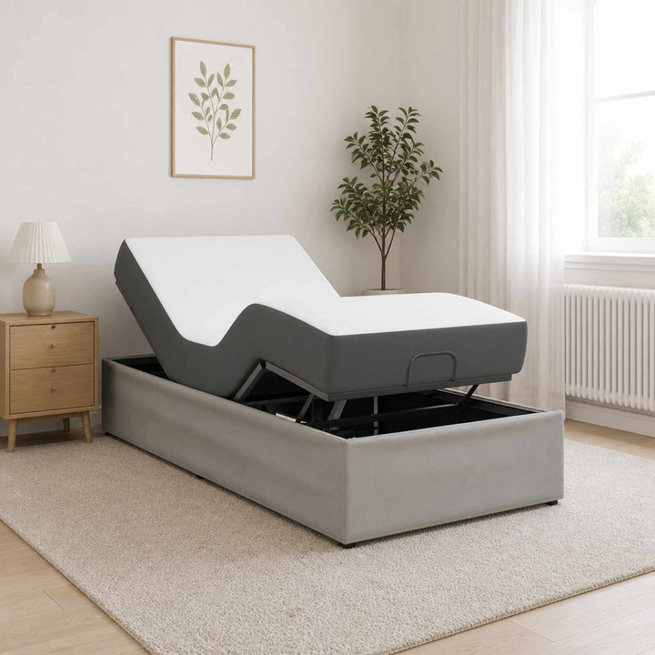 Elektrisk Justerbar Sengetramme Lysegrå 200 x 80 x 33,5 cm Stål