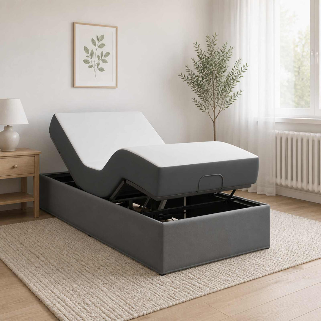 Elektrisk Justerbar Sengetramme Mørkegrå 200 x 90 x 33,5 cm