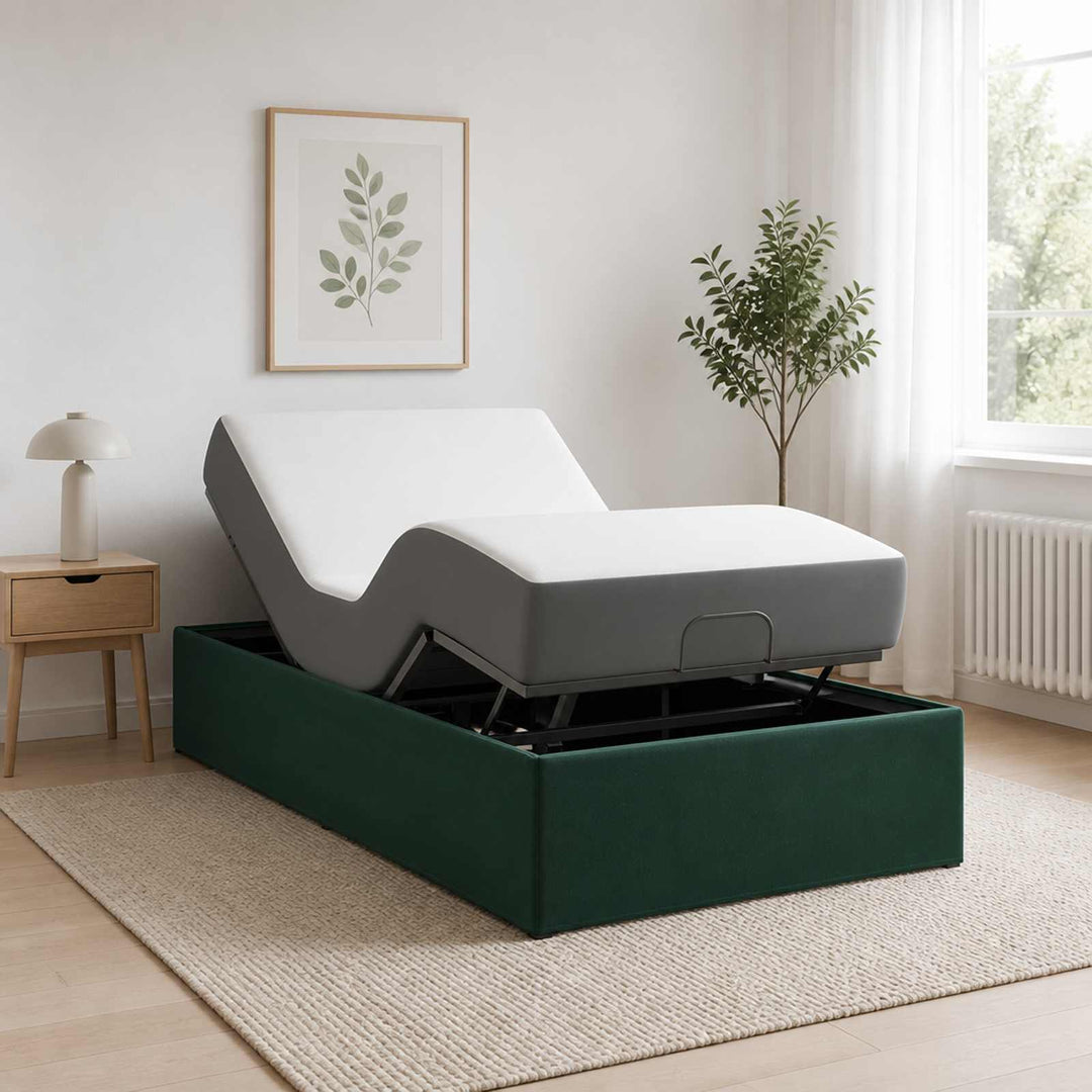 Elektrisk Justerbar Sengetramme Skovgrøn 200 x 90 x 33,5 cm
