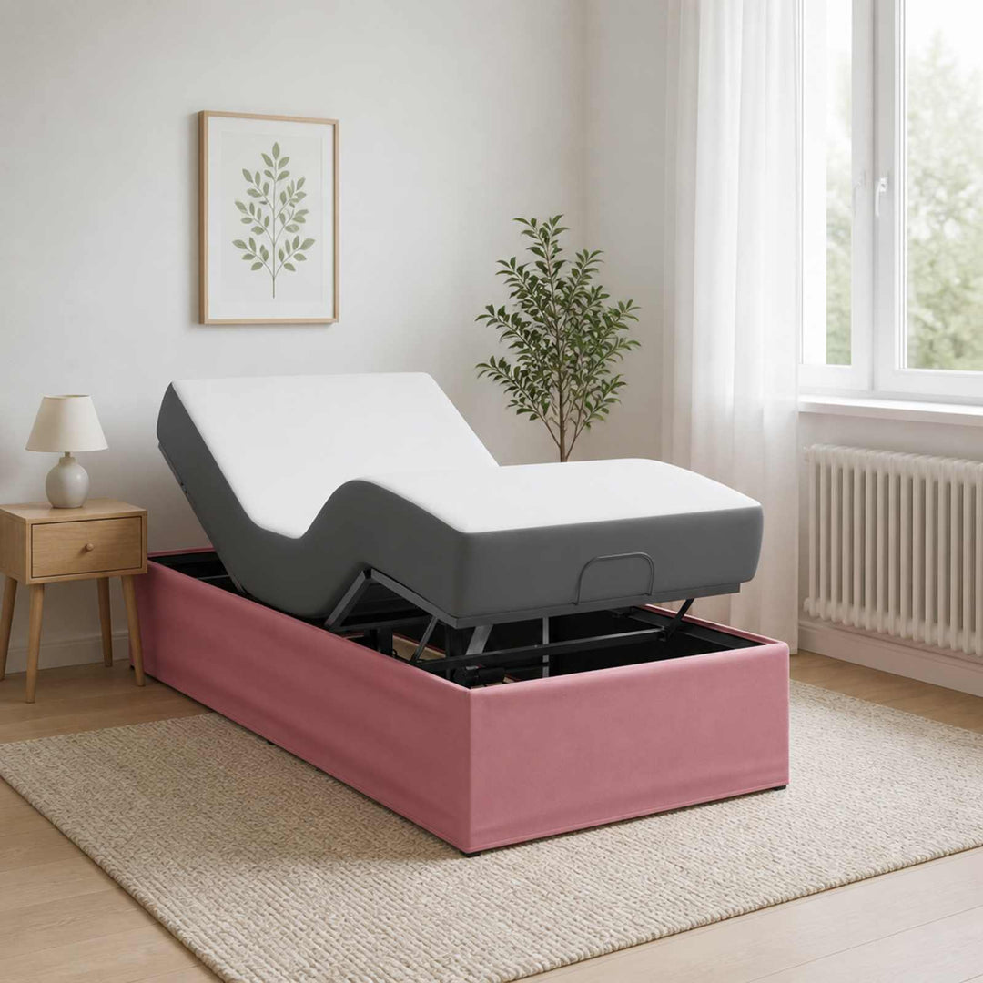 Elektrisk Justerbar Sengetramme Lyserød 200 x 80 x 33,5 cm Stål
