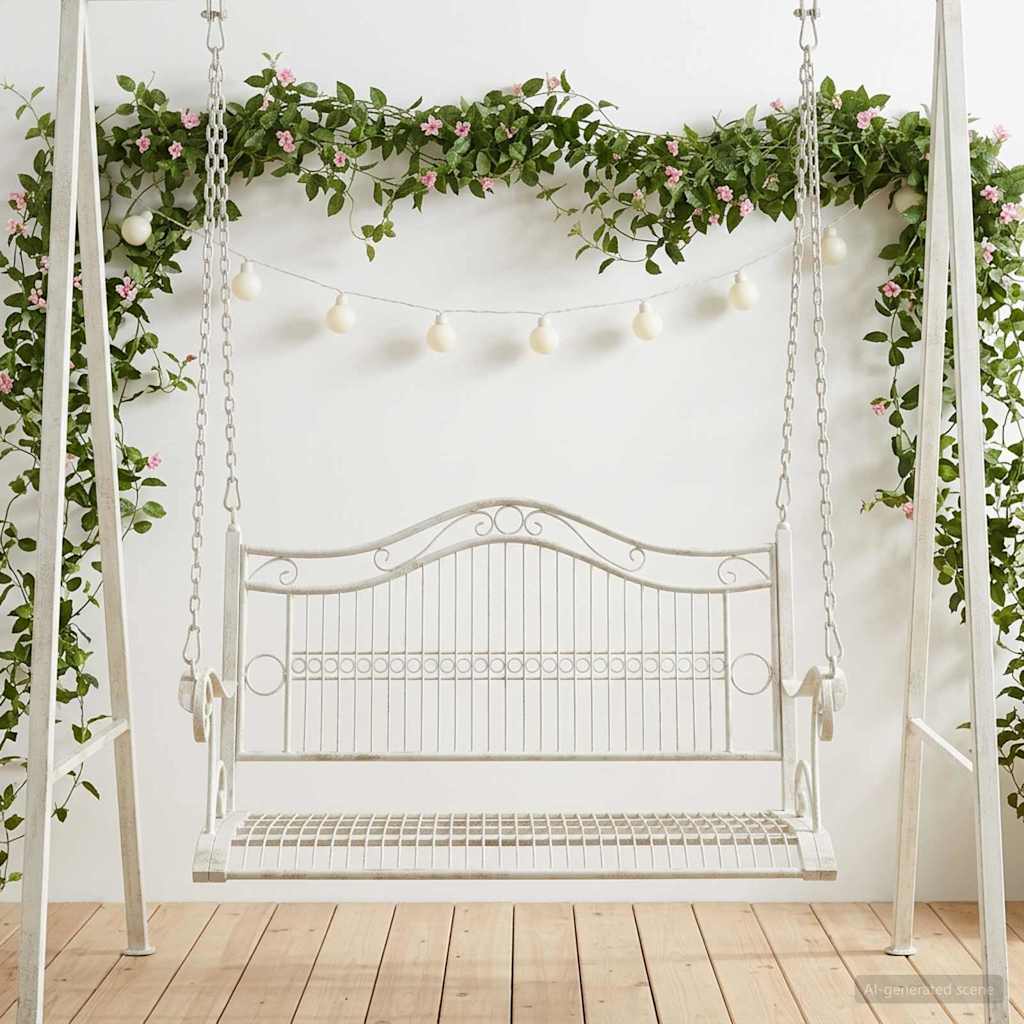 Gyng Bænk Stål 115 x 61 x 63 cm Antik hvid