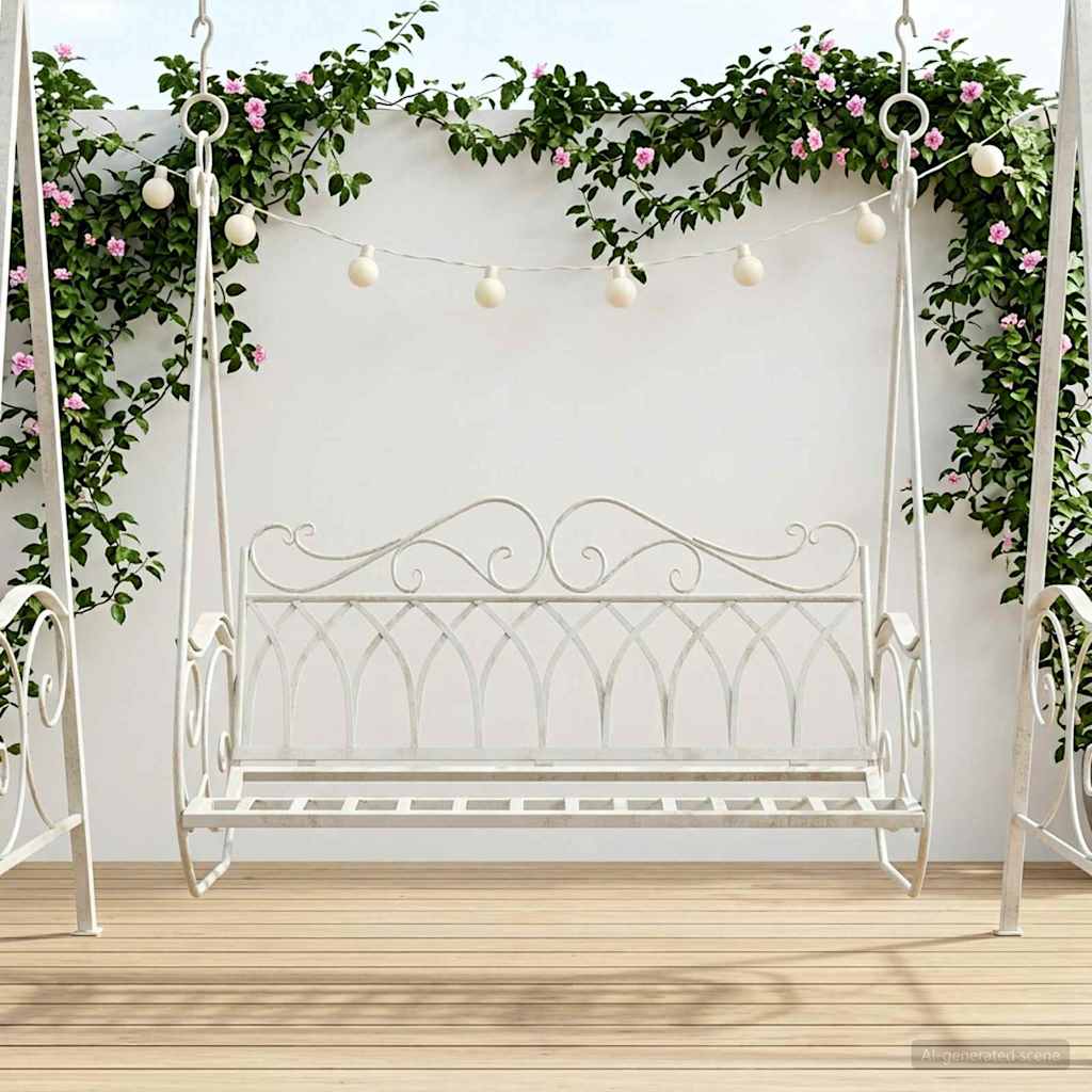 Gyng Bænk Stål 112 x 60 x 126,5 cm Antik hvid
