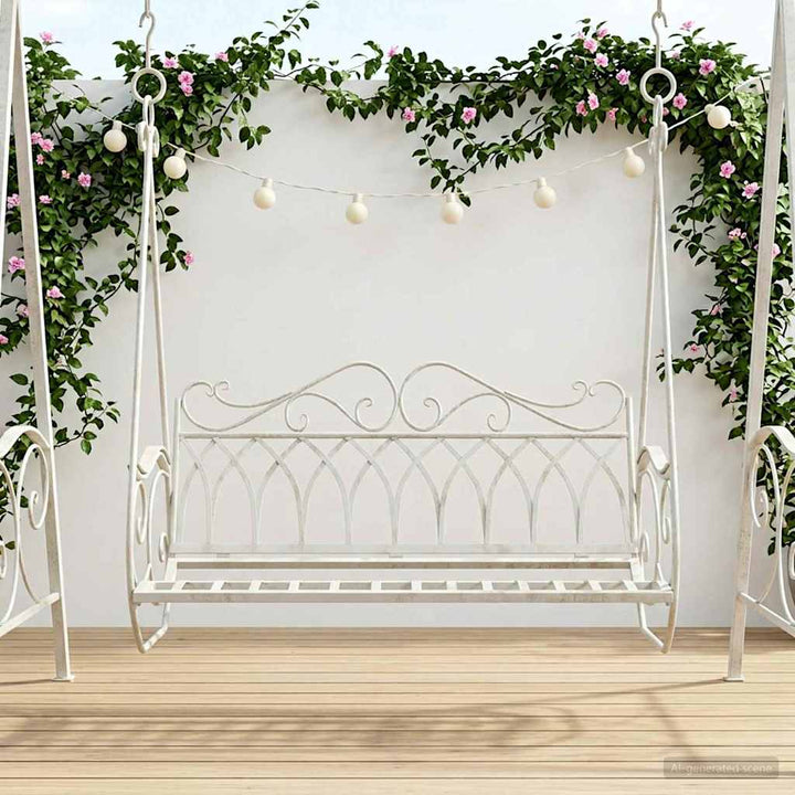 Gyng Bænk Stål 112 x 60 x 126,5 cm Antik hvid