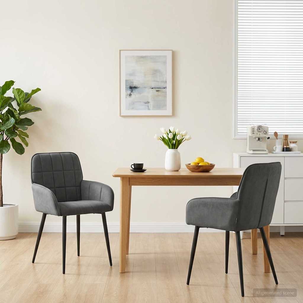 Spisestole 2 pcs Fløjl Mørkegrå 57 x 50 x 85 cm