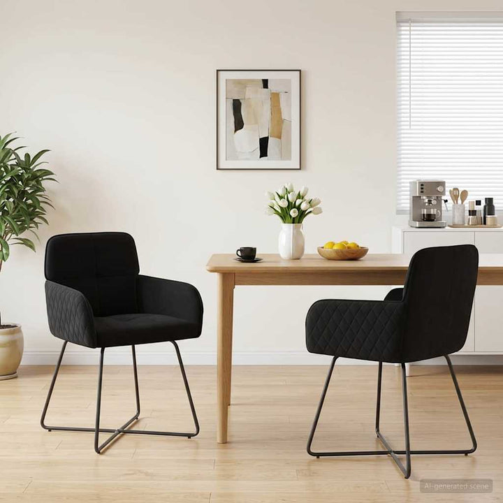 Spisestole 2 stk. Fløjl Sort 59 x 56,5 x 86 cm