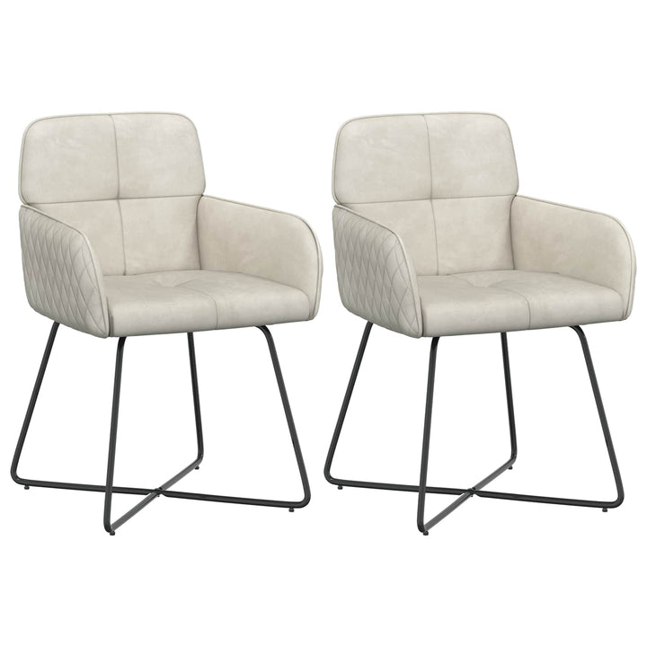 Spisestole 2 stk. Fløjl Cremefarvet 59 x 56,5 x 86 cm