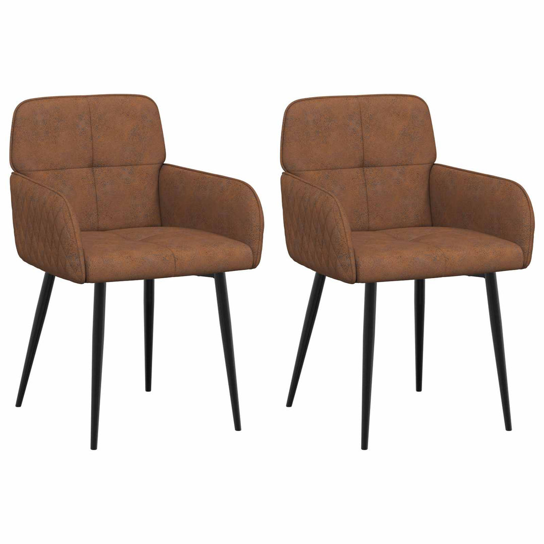 Spisestole 2 stk. Faux Suede Læder Brun 59 x 56,5 x 85 cm