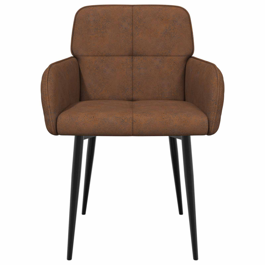 Spisestole 2 stk. Faux Suede Læder Brun 59 x 56,5 x 85 cm