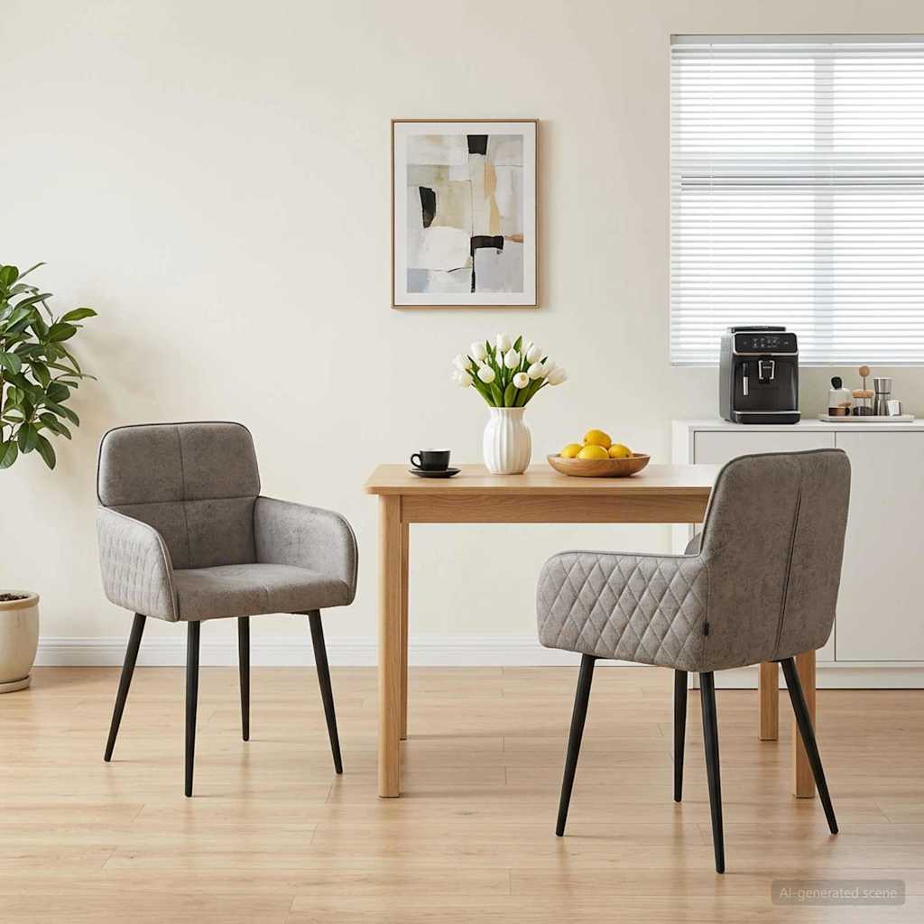 Spisestole 2 stk. Faux Suede Læder Lysegrå 59x56,5x85cm