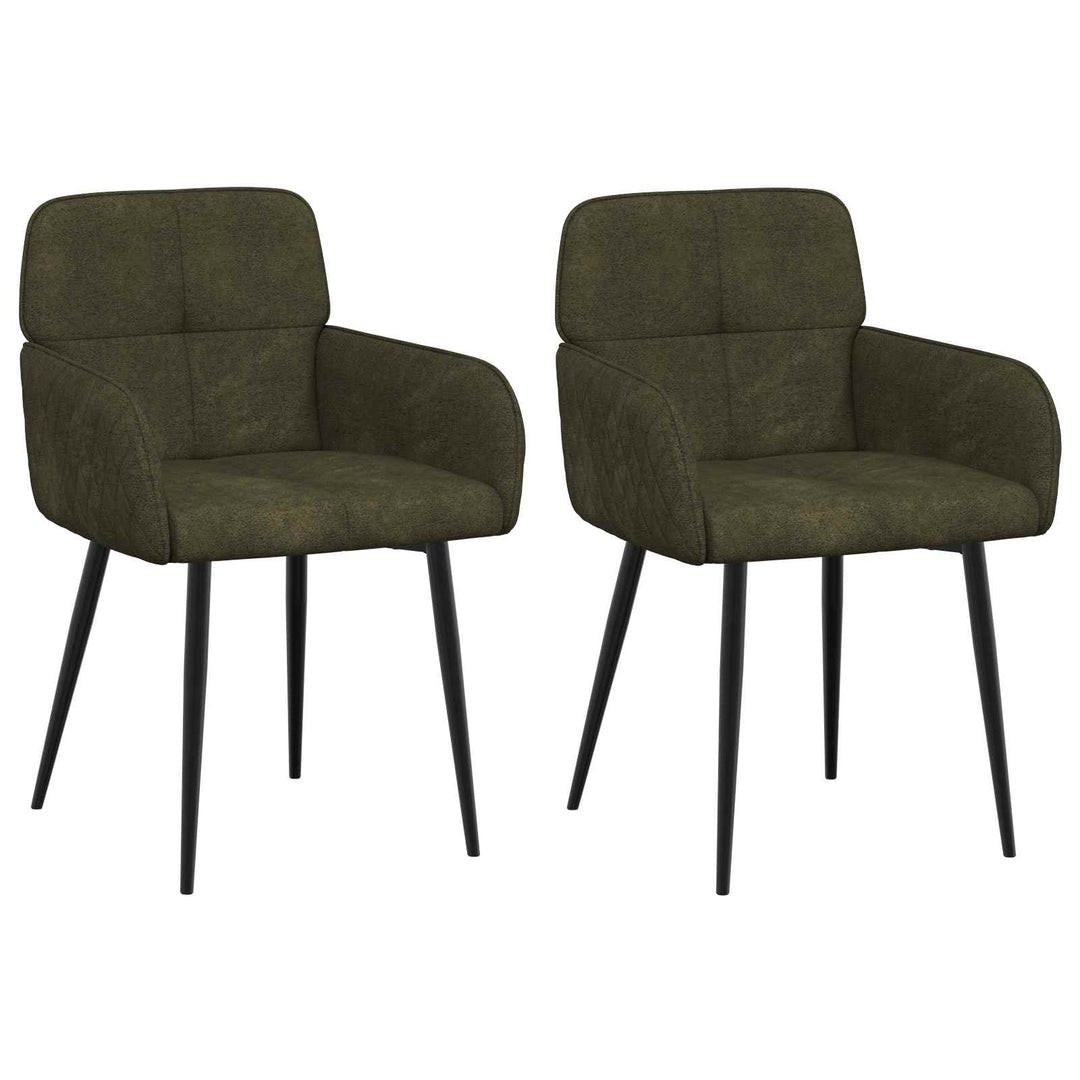 Spisestole 2 stk. Faux Suede Læder Army Grøn 59x56,5x85cm