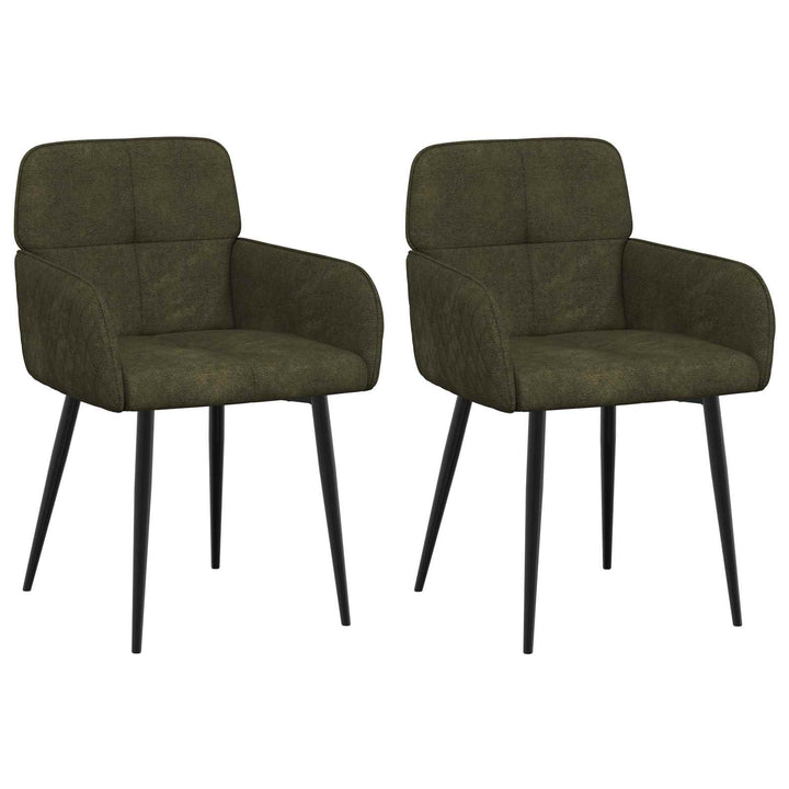 Spisestole 2 stk. Faux Suede Læder Army Grøn 59x56,5x85cm