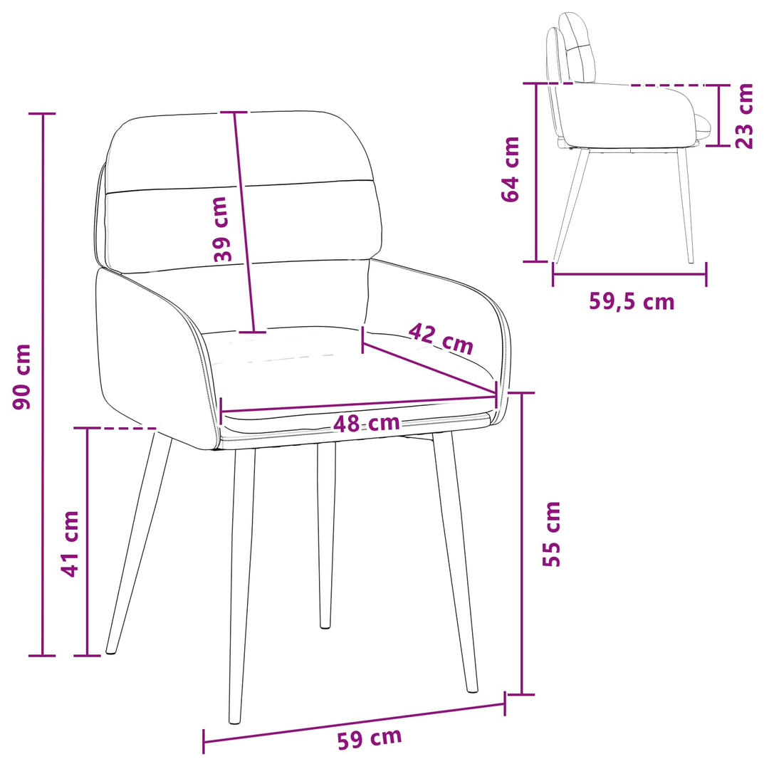Spisestole 2 stk. Fløjl Sort 59 x 59,5 x 90 cm
