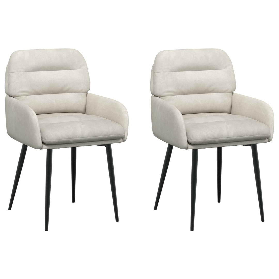 Spisestole 2 stk. Fløjl Cremefarvet 59 x 59,5 x 90 cm