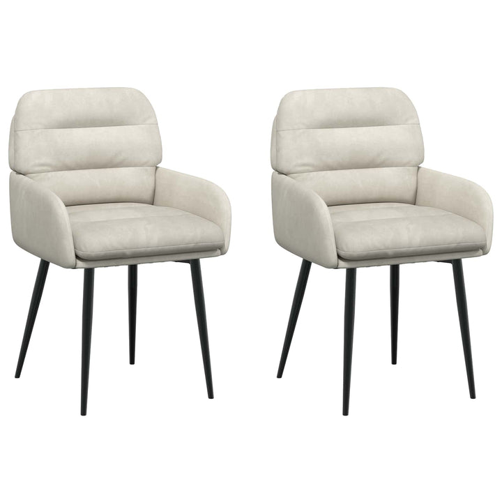 Spisestole 2 stk. Fløjl Cremefarvet 59 x 59,5 x 90 cm
