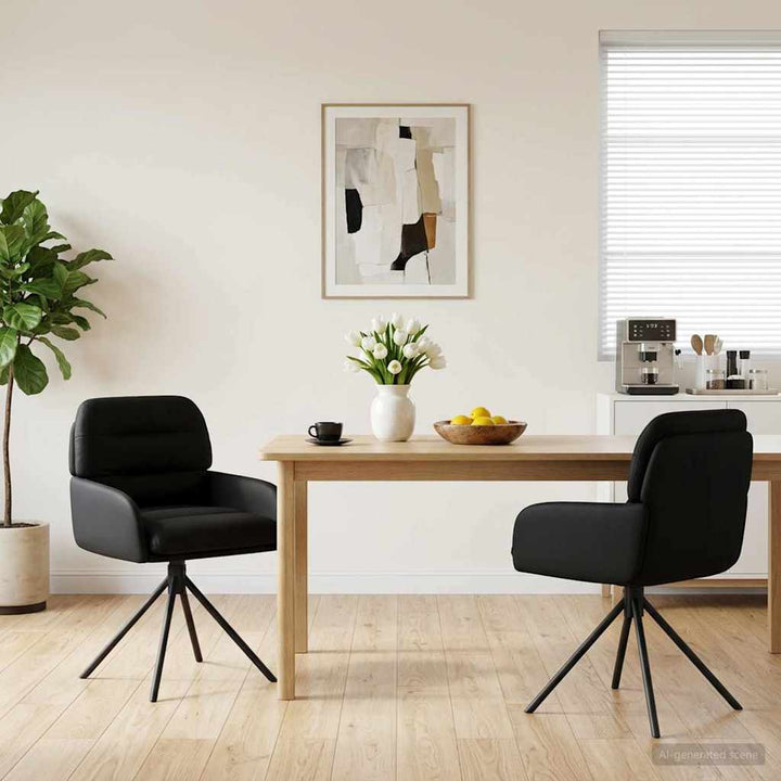Svingende Spisestole 2 stk. Kunstlæder Sort 59 x 59,5 x 90 cm