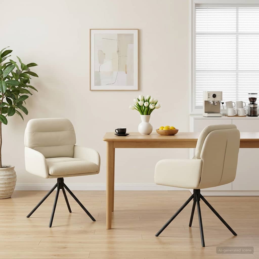 Svingende Spisestole 2 pcs Kunstlæder Cremefarvet
