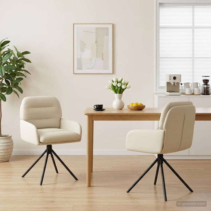Svingende Spisestole 2 pcs Kunstlæder Cremefarvet